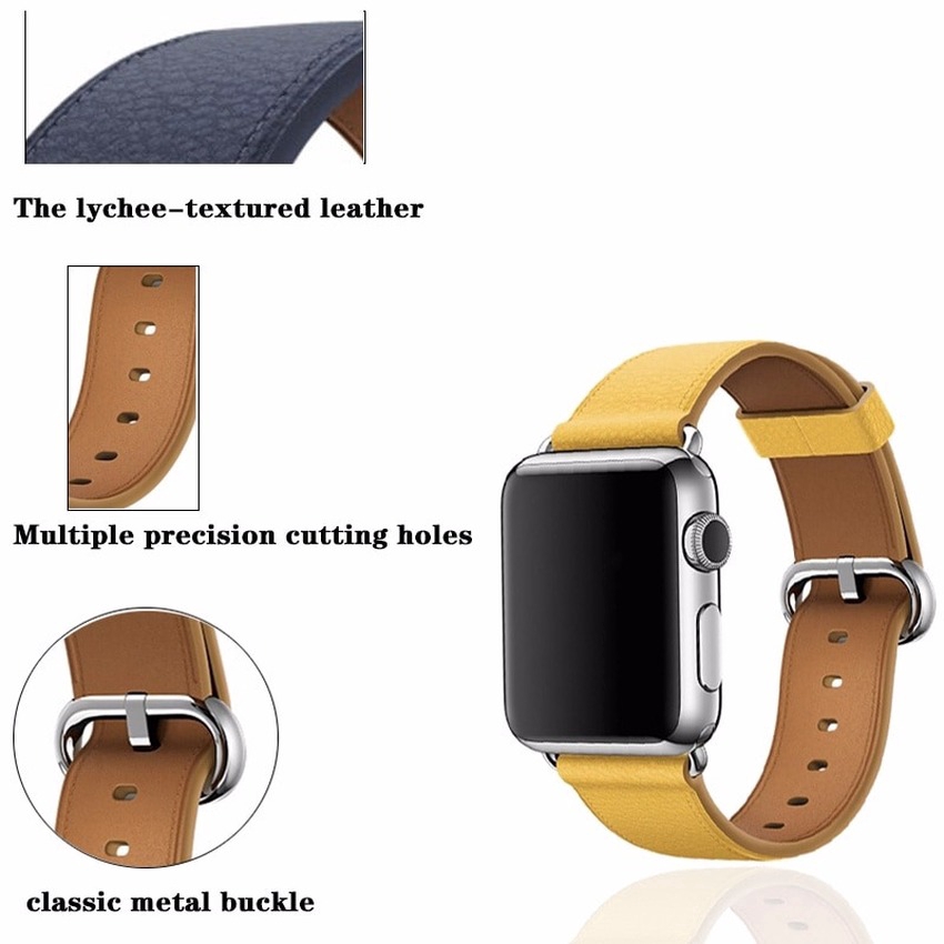 Dây đeo bằng da chất lượng cao cho đồng hồ thông minh Apple Watch 44 40 42 38 mm Series 1 2 3 4 5 SE 6