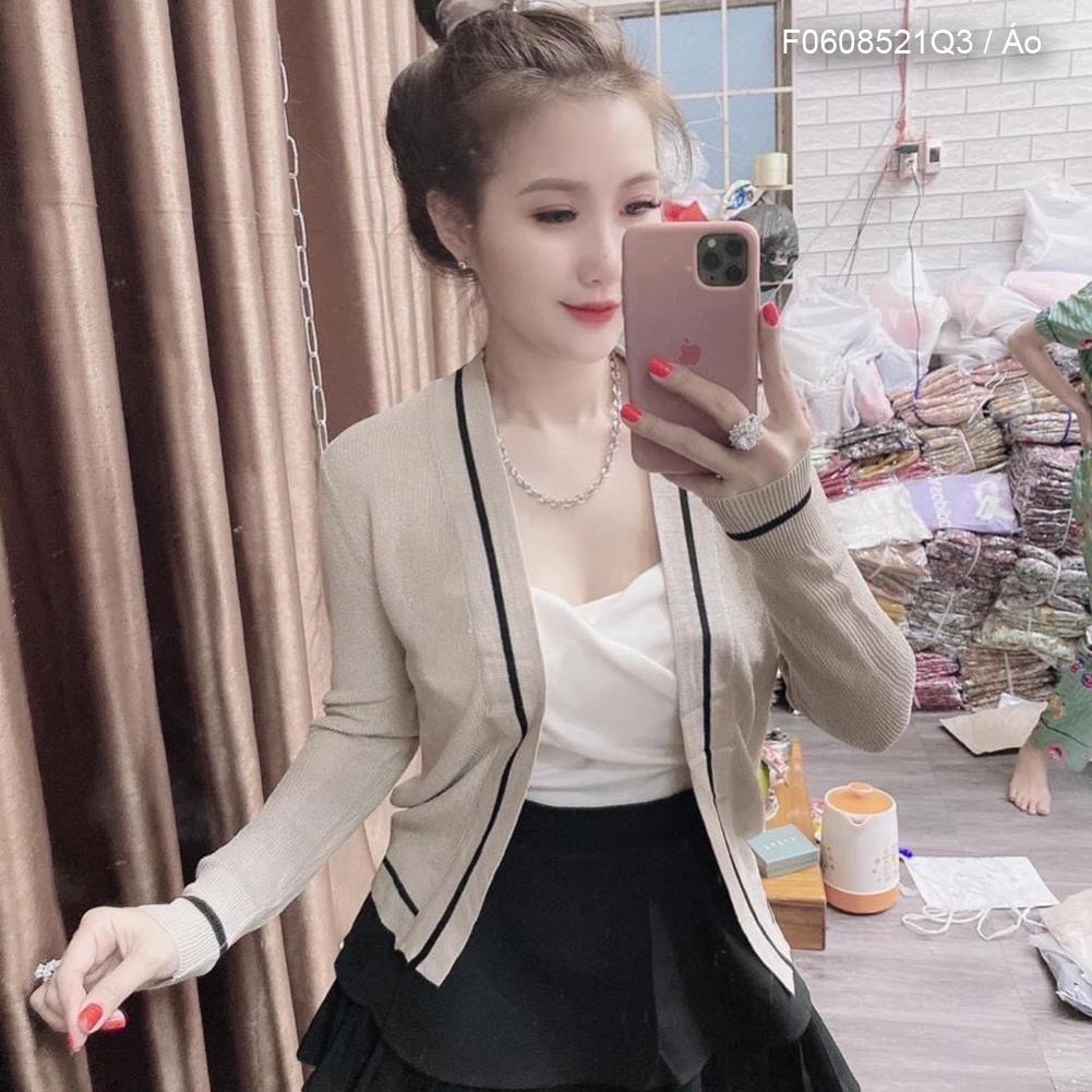 Áo khoác len viền sọc form rộng QC! HOT HOT