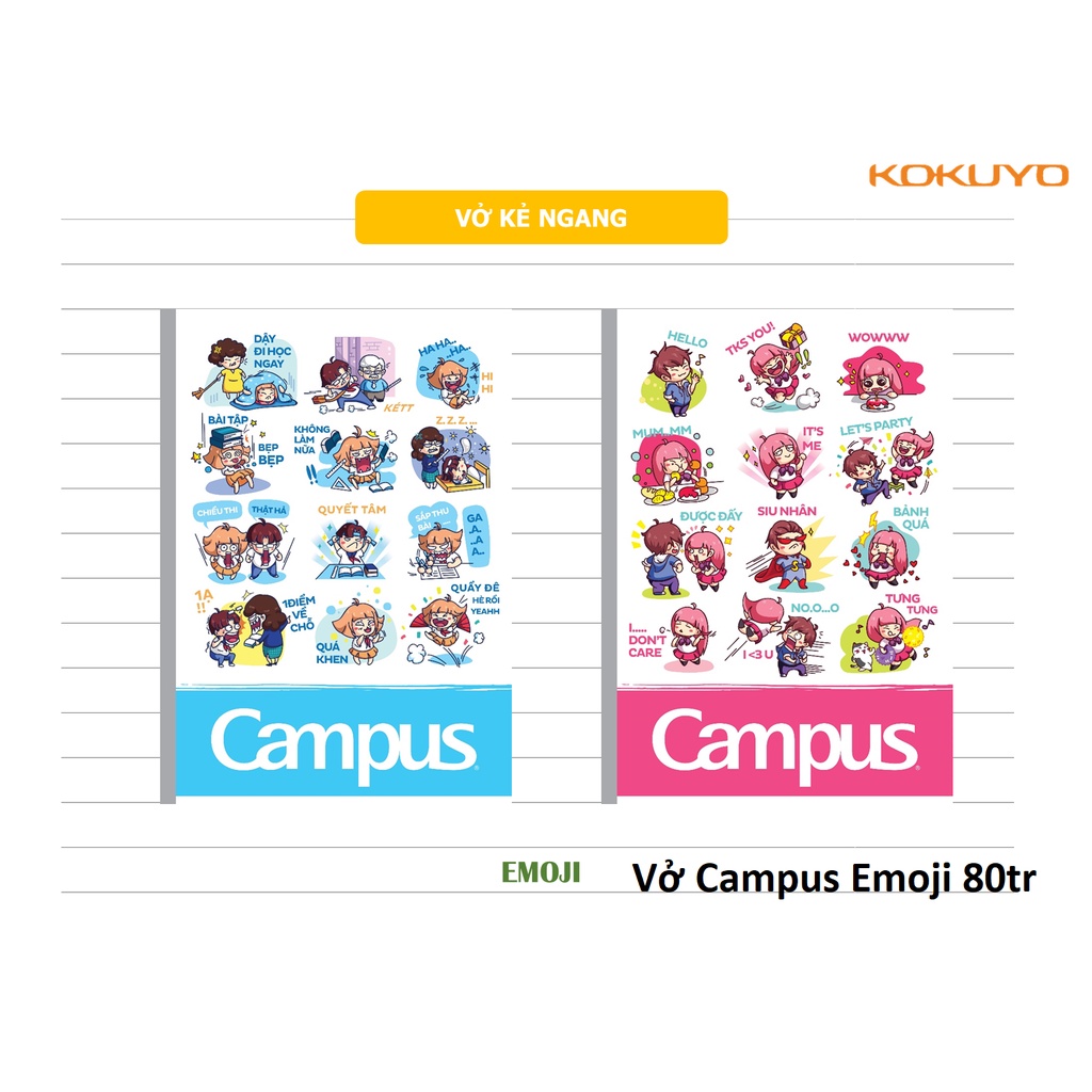 Vở kẻ ngang Campus So Cute –Picnic- Emoji - Life Style -80 trang-NBBSCT80/NBBPIC80/NBBEMJ80/NBBLST80 - vpp Diệp Lạc