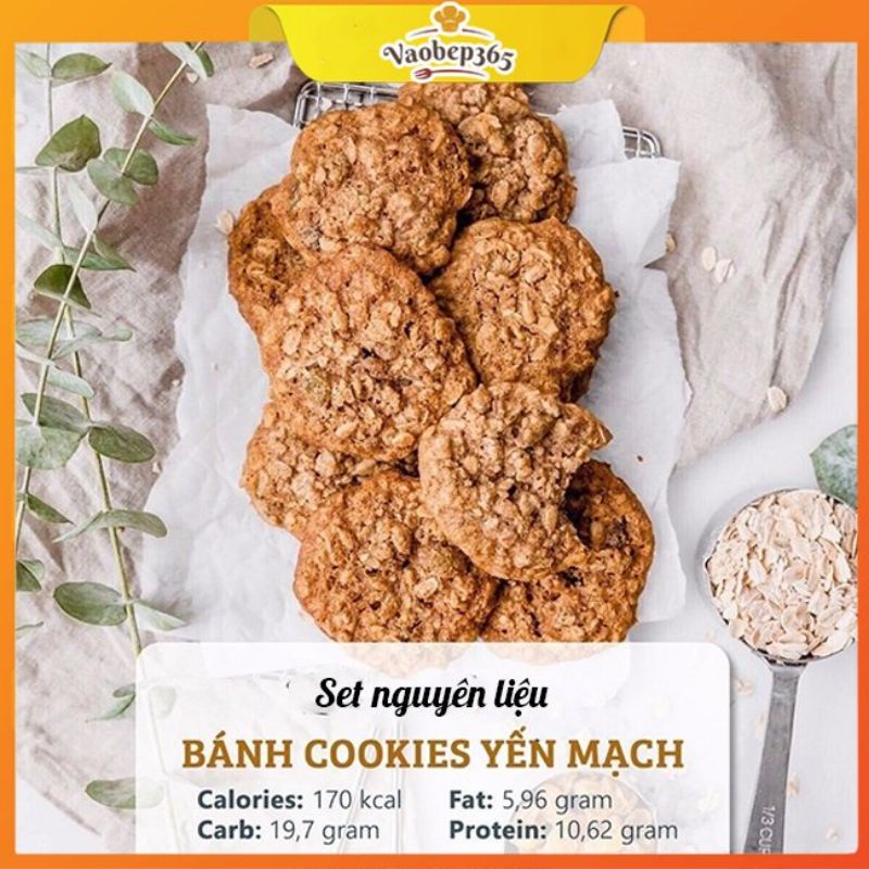 Set nguyên liệu bánh Cookie không cần máy đánh trứng thành phẩm 500g Vào Bếp 365