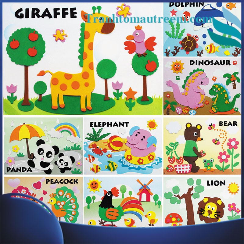 Tranh Xé Dán Giấy Xốp Cho Bé Size Lớn