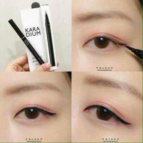 [Auth Hàn] Bút Kẻ Mắt Nước Karadium Không Trôi Waterproof Brush Liner Black Vỏ Trắng - Bút Kẻ Dạ Karadium Hàn Quốc P5