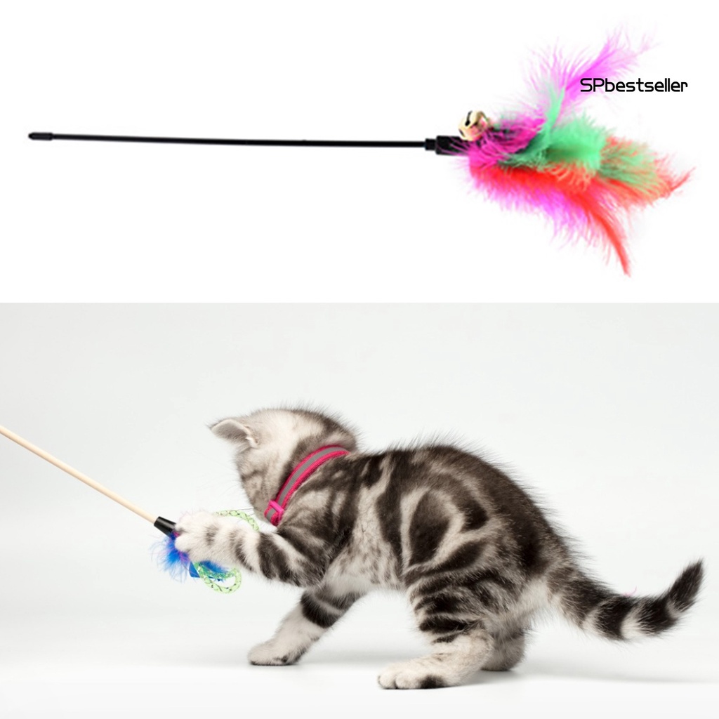 Gậy đồ chơi gắn lông vũ bằng nhựa vui nhộn dành cho mèo cưng