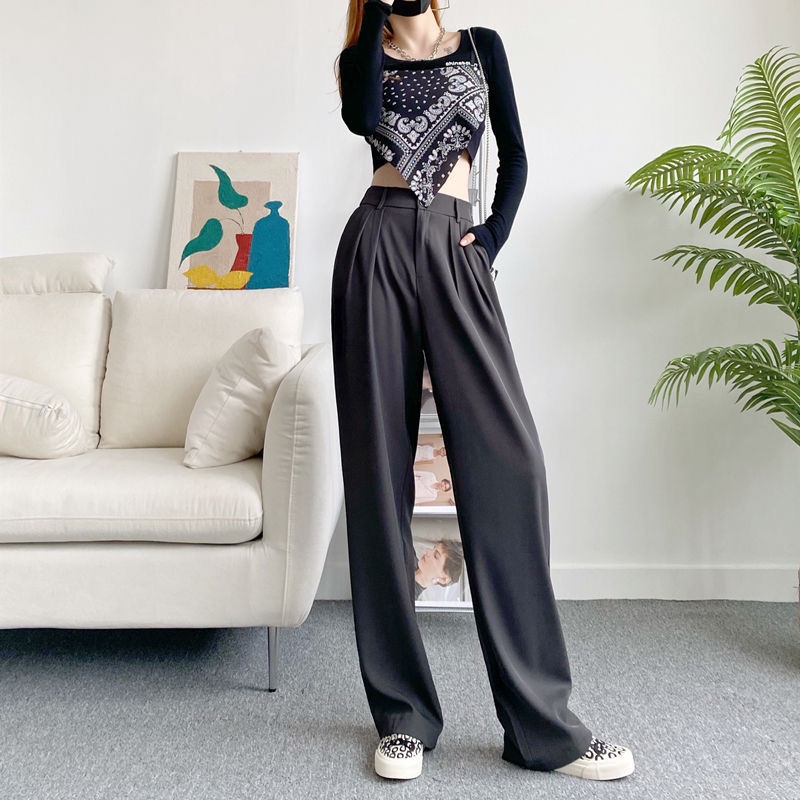 Cổ Phiếu Sẵn Sàng❤Quần Dài Ống Rộng Lưng Cao 170 Độ Thời Trang Cho Nữ