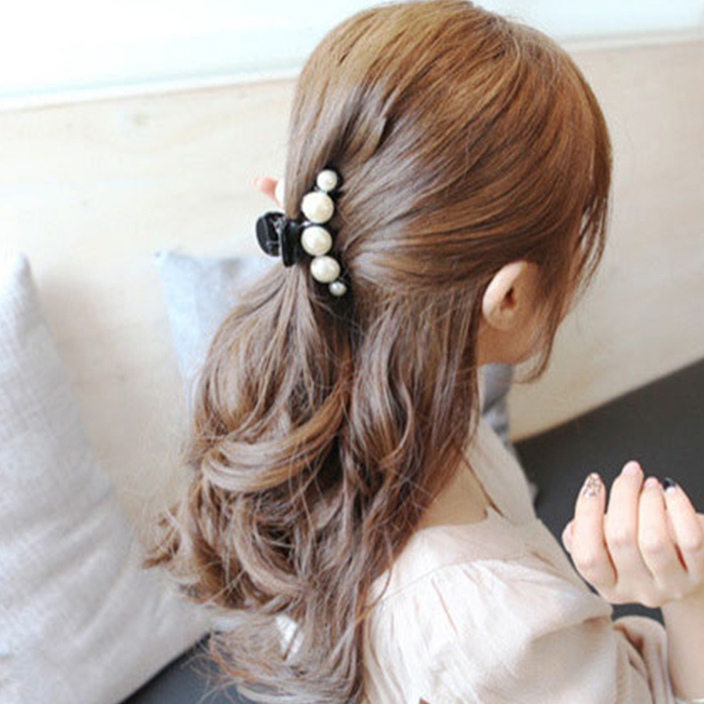 Kẹp Tóc Càng Cua Đính Ngọc Trai Nhân Tạo Thanh Lịch Cho Nữ