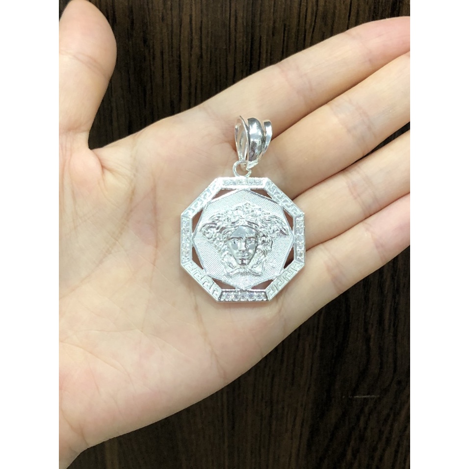 Mặt dây chuyền bạc nam hình lục giác mặt Vesac chất liệu bạc ta Minh Tâm Jewelry