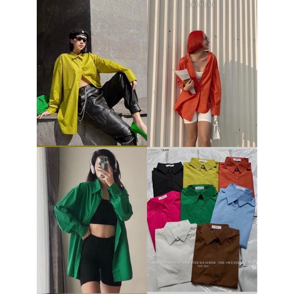 [New]ÁO SƠMI THÔ NẾN COLOR BLOCK DÀI TAY HOTTREND