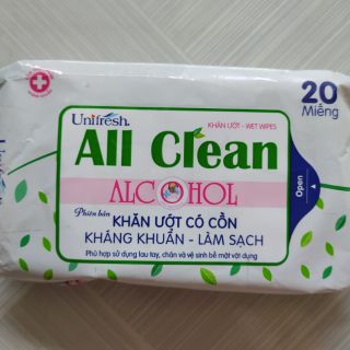 Khăn ướt unifresh có cồn 20 miếng
