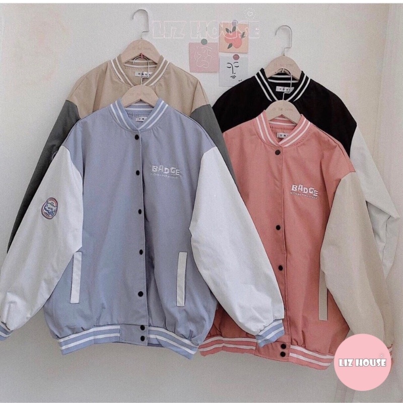 Áo Bomber badge, Áo khác gió siêu hot 2021 phong cách Hàn Quốc Lizhouse