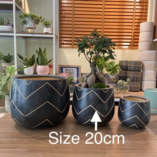 Chậu hoạ tiết dáng bầu, Size nhỡ 20cm, chậu trồng cây gốm sứ