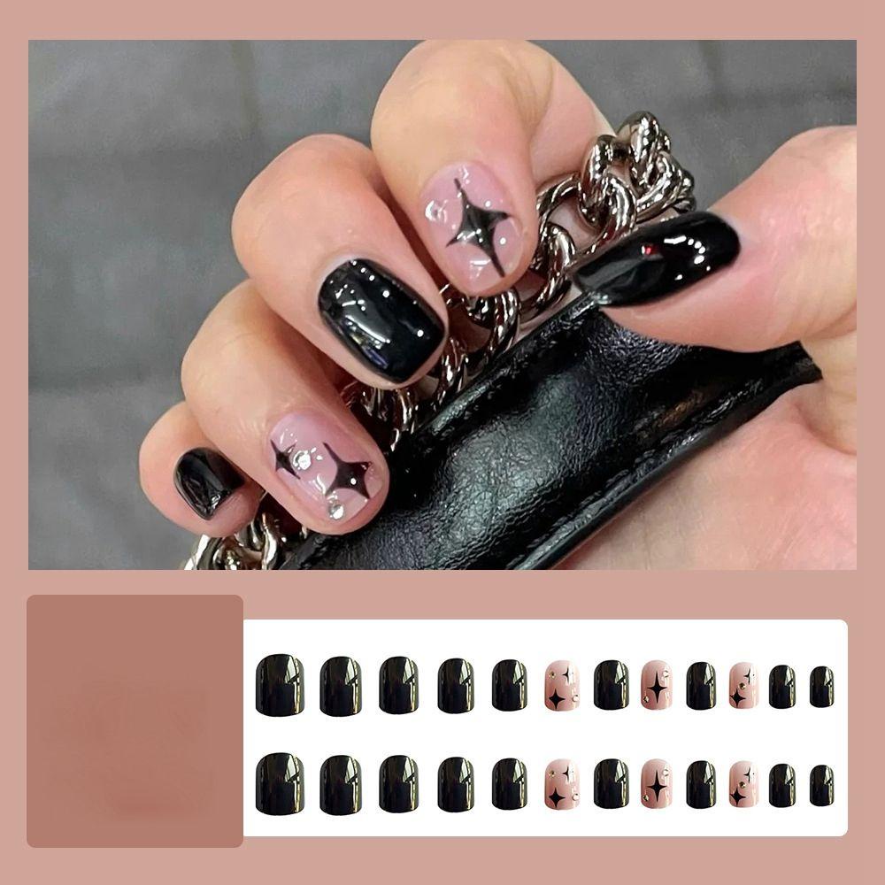 Hộp 24 Móng Tay Giả Ngắn / Tròn / Vuông Có Thể Tháo Rời MIHAN1