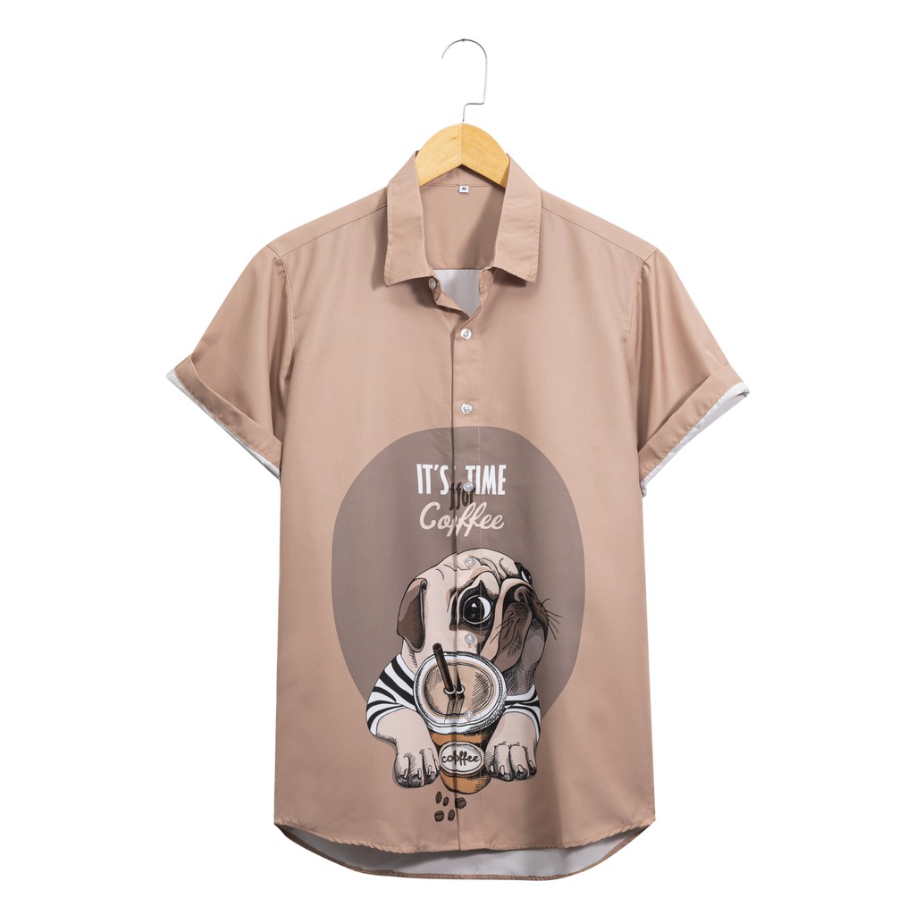 Áo sơ mi nam họa tiết KING'sMAN vải Lụa Thoáng mát - Không nhăn - Form suông Chó PUB