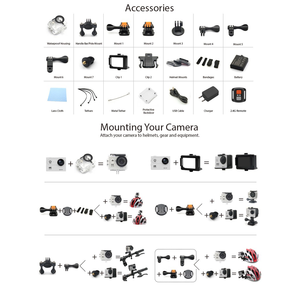 camera hành trình  eken h9r v7 20mp TẶNG KÈM MOUNT GẮN CẰM | BigBuy360 - bigbuy360.vn