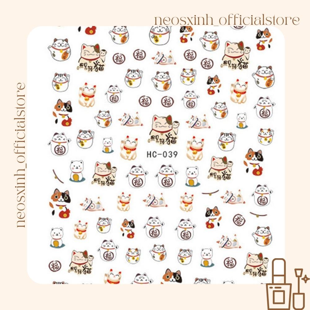 Sticker Dán Móng Tay Mèo Thần Tài WG - HC Cute Hot Trend - Hình Dán Móng - Neosxinh Nails