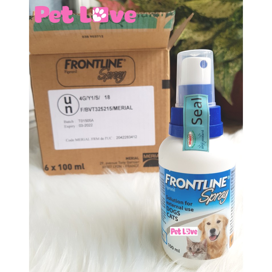 1 hộp Frontline Spray xịt diệt ve rận, bọ chét chó mèo (6 chai)