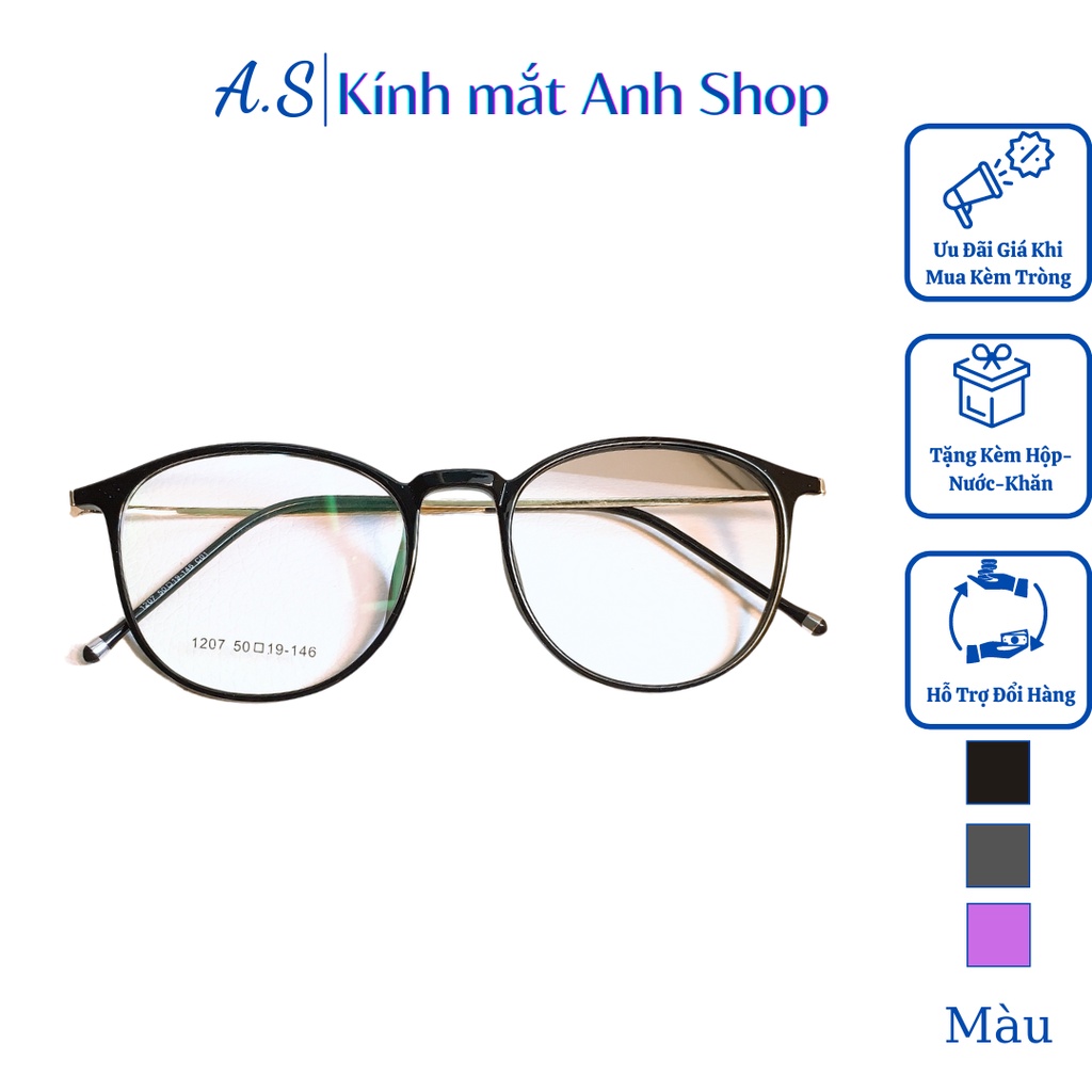 Kính tròn cỡ vừa nam nữ chất liệu nhựa dẻo phù hợp với nhiều khuôn mặt 1207