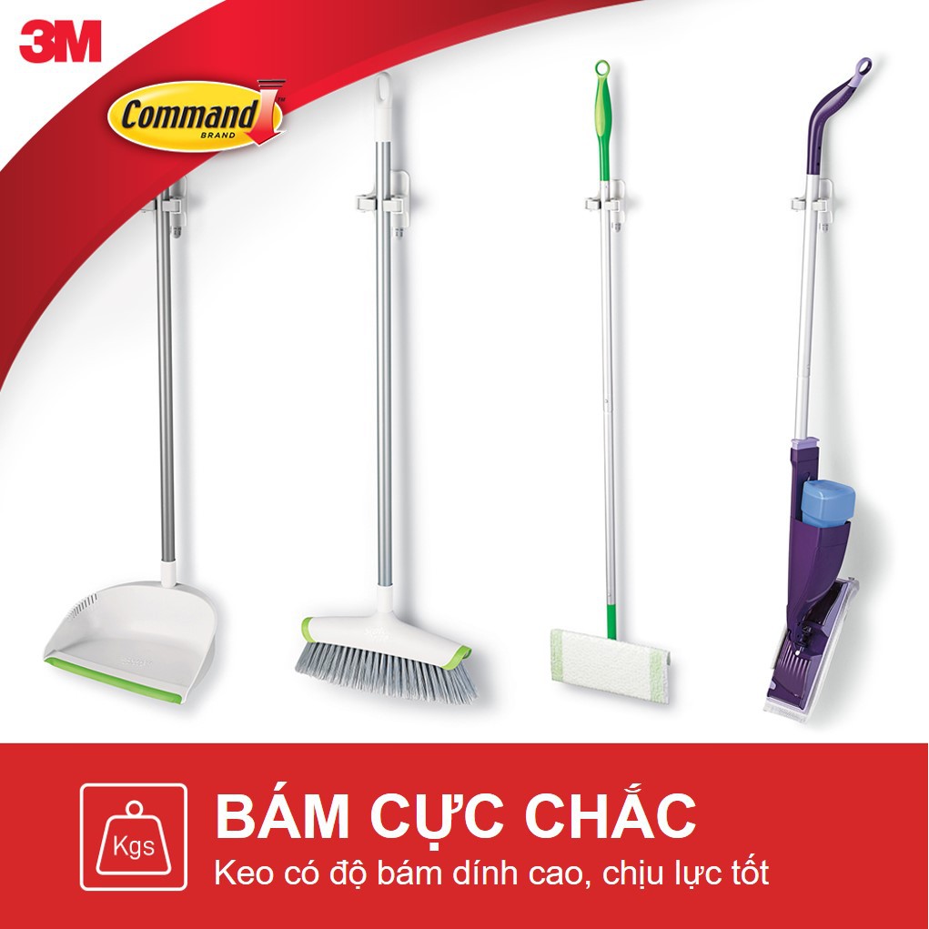 Móc dán tường treo chổi, cây lau nhà Command 3M chịu lực 1.8kg -tháo cực dễ 17007