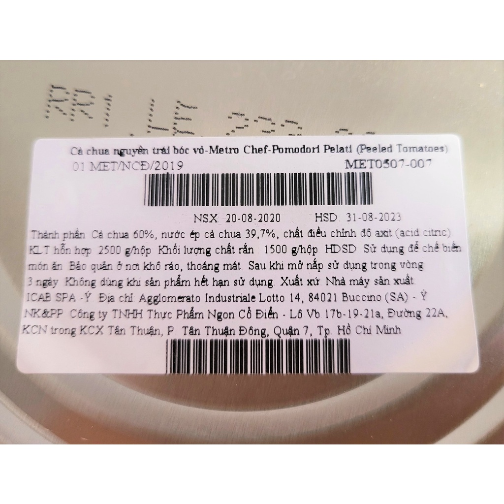 [HỘP LỚN 2.5Kg - PEELED] CÀ NGUYÊN TRÁI LỘT VỎ [Italia] METRO CHEF (Peeled Tomatoes) Pomodori Pelati