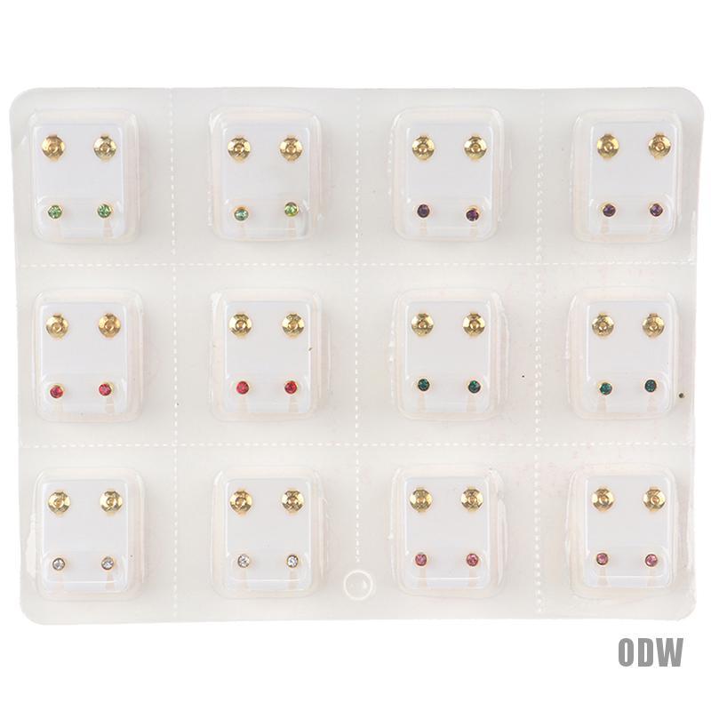 Set 12 Đôi Khuyên Tai Bằng Thép Y Tế