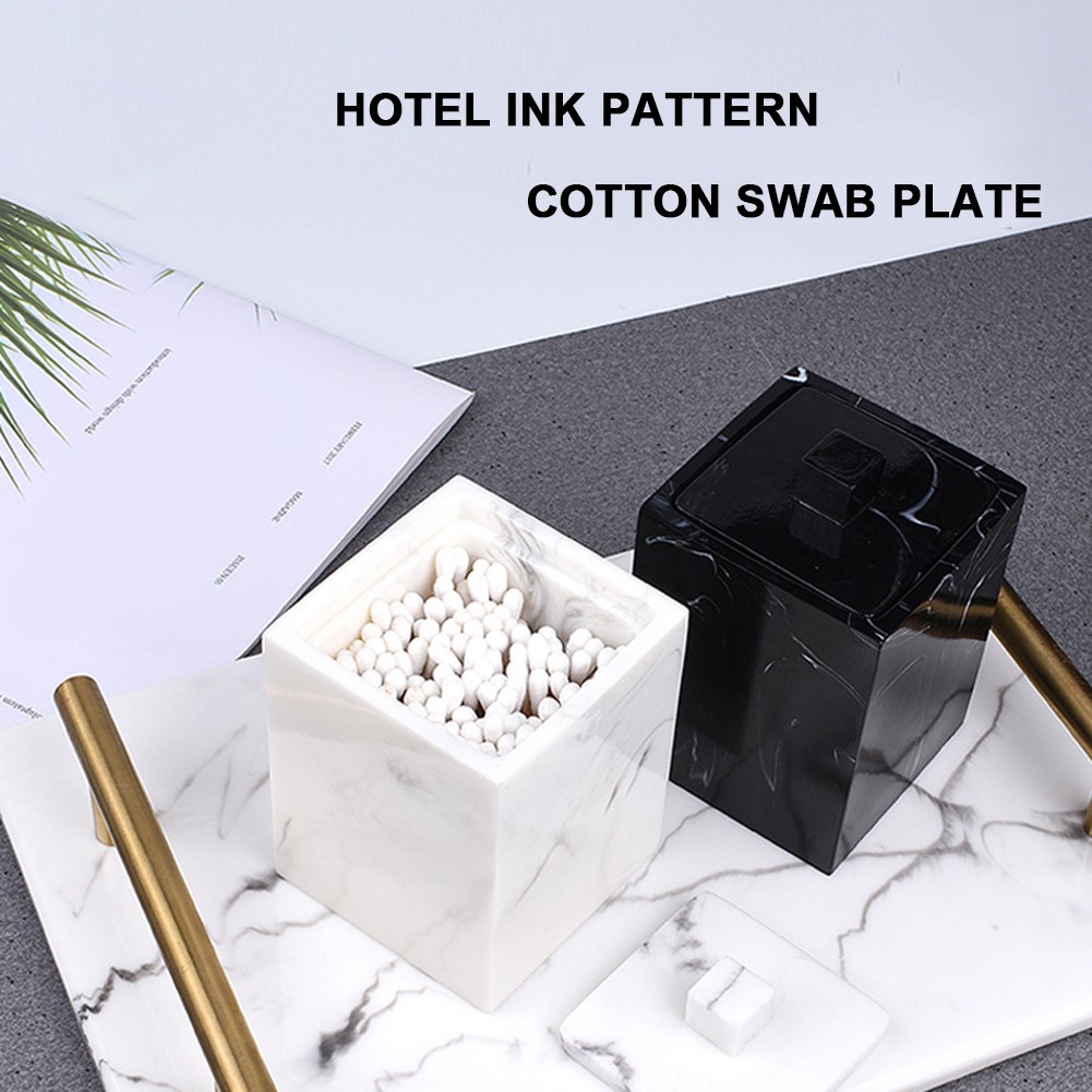 Hộp Đựng Tăm Bông / Bông Tẩy Trang Bằng Resin Kết Cấu Độc Đáo Giá Đỡ