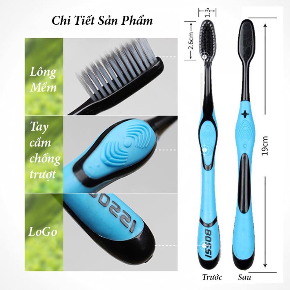 Bàn chải đánh răng bằng than tre hoạt tính Hàn Quốc BOSSI 1 cái