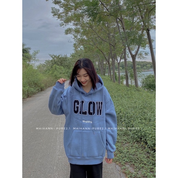 Áo hoodie nỉ lót bông chữ GLOW | BigBuy360 - bigbuy360.vn