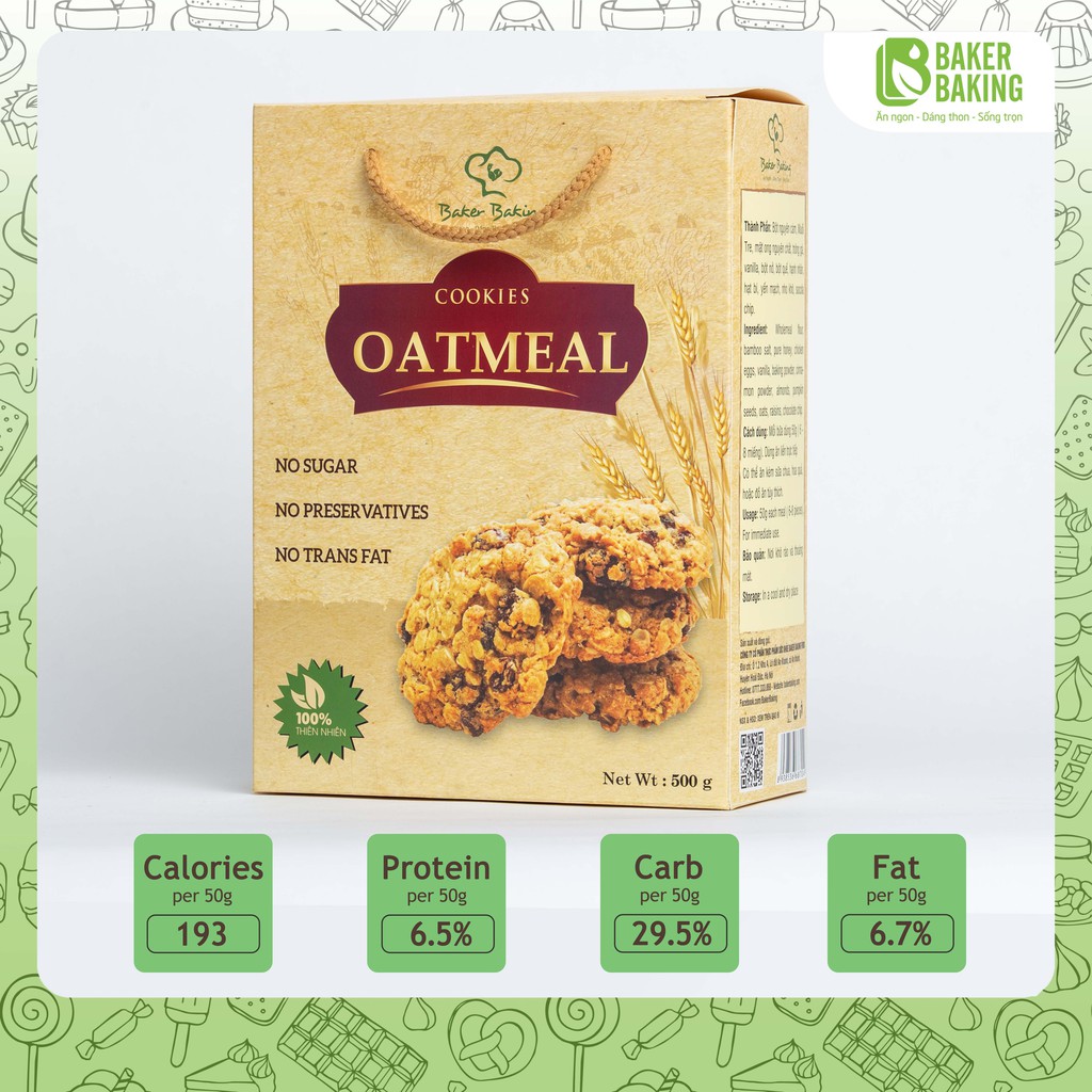 Bánh Quy Cookies Yến Mạch Giảm Cân Baker Baking | BigBuy360 - bigbuy360.vn