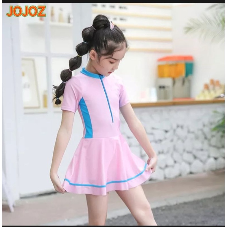 Đồ bơi trẻ em Váy bơi liền thân may kèm quần đùi vải thun bơi polyester chuyên dụng cho bé gái ngắn tay ngựa Pony