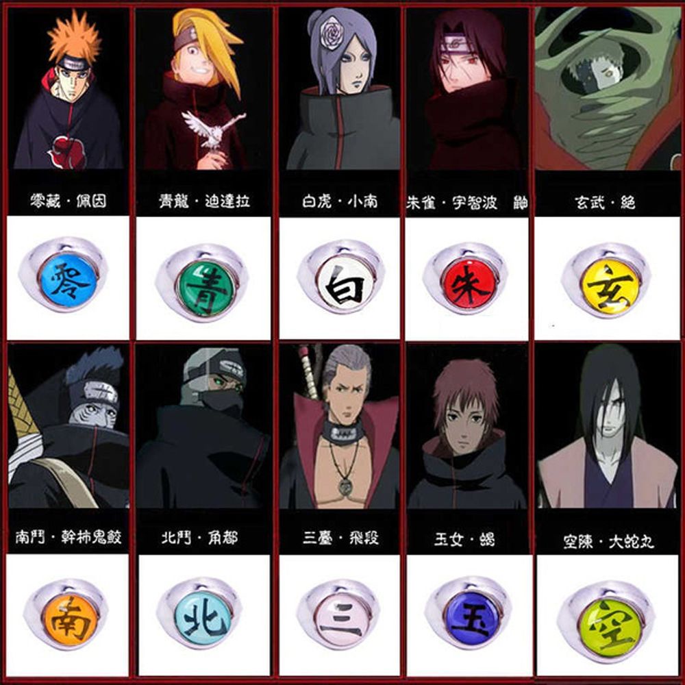 Nhẫn đeo tay dạ quang họa tiết anime Akatsuki phong cách thời trang cho nam và nữ
