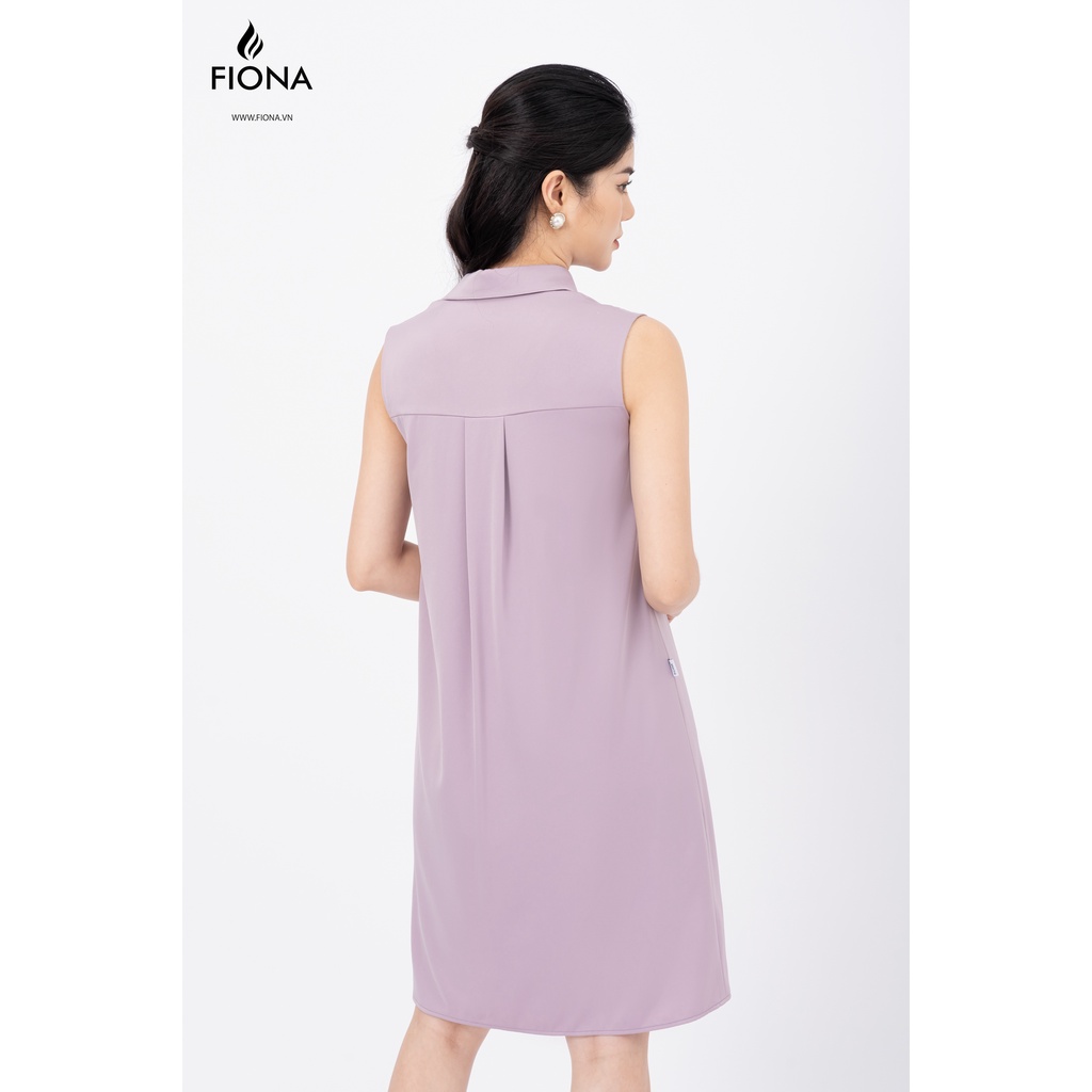 Đầm nữ dáng suông Fiona, Đầm sát nách cổ xẻ V lá cổ bong thêu đính dời FIONA F451069