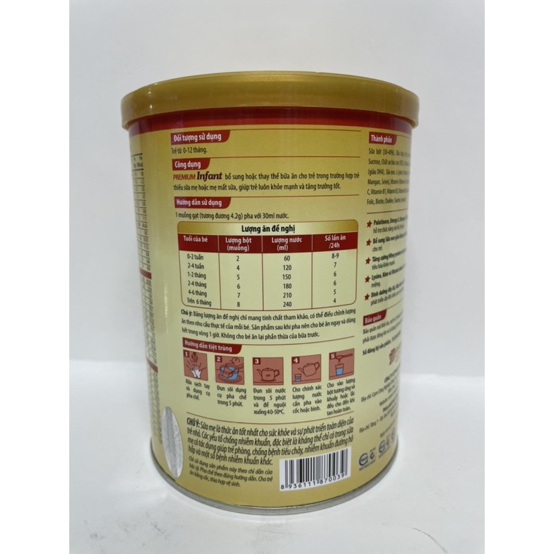 Sữa Premium Infant ( lon 400g và 900g ) date: 01/2023