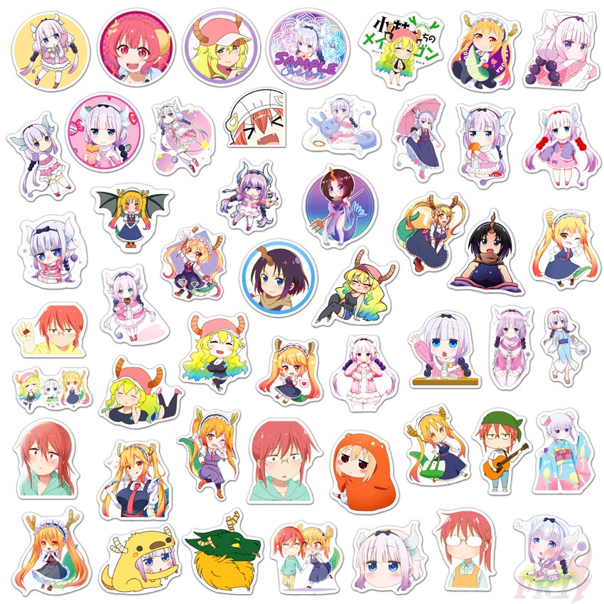 Bộ 50 miếng dán họa tiết anime Kobayashi 's Dragon Maid dòng 05 trang trí vali máy tính xách tay