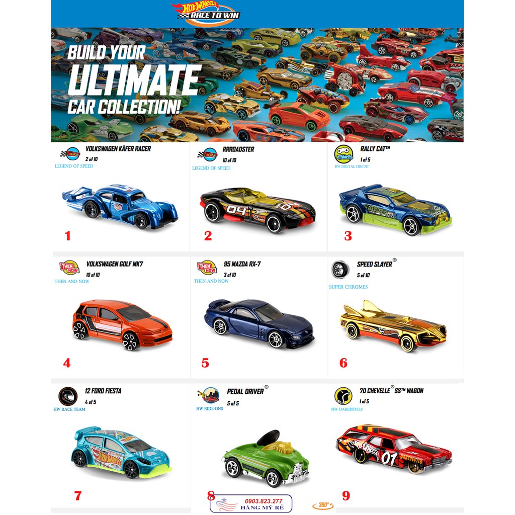 Set 5 Siêu Xe Hot Wheels (hàng Mỹ xách tay)