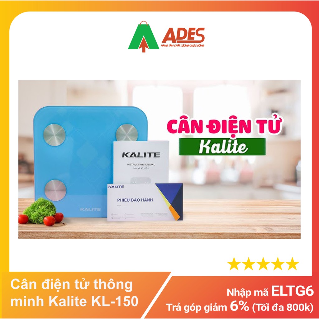 Cân điện tử thông minh Kalite KL-150 - Phân tích lượng mỡ, cơ bắp, chất báo nội tạng - Hàng chính hãng, Bảo hành 6T