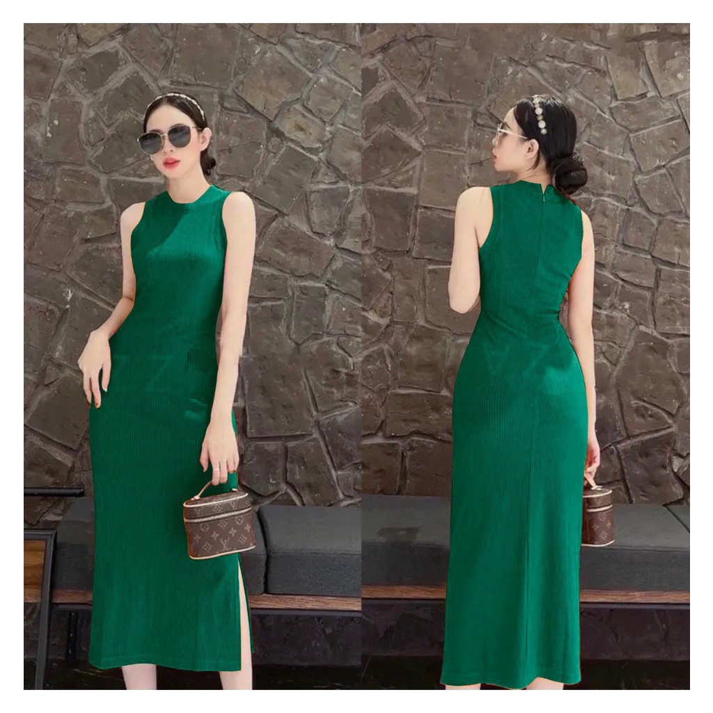 Đầm body 3 lỗ chất thun gân khóa kéo 2 size S, M V23