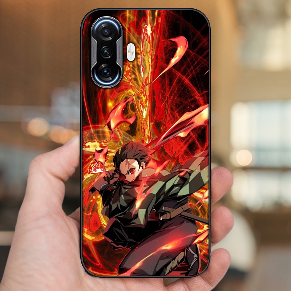 Ốp lưng Xiaomi K40 Gaming viền đen in hình Tanjiro Kimetsu No Yaiba