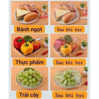 Màng Bọc Thực Phẩm Bo Chun co giãn combo sét 100 chiếc Có Thể Tái Sử Dụng tặng kèm túi gấu