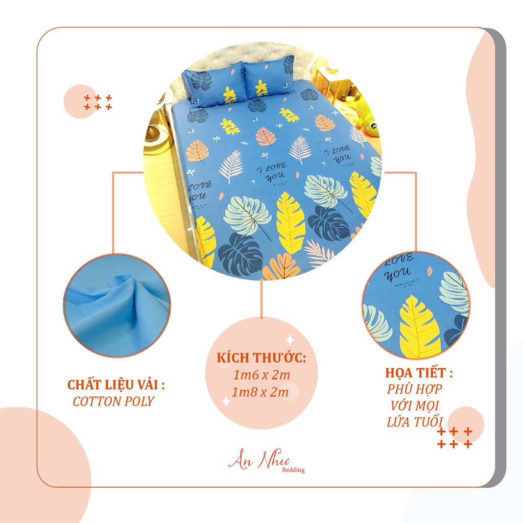 Bộ ga gối 💖m6/m8💖 drap giường poly, ga trải giường + 2 vỏ gối nằm đơn giản An Như Bedding