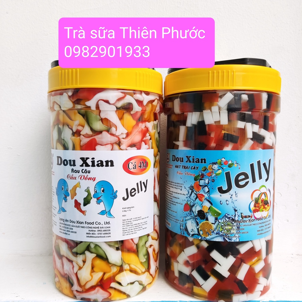 Thạch rau câu Douxian 20 loại tự chọn - bình 2,5kg (cá, trứng, 3Q, matcha, khoai môn....)