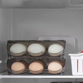 Creative Plastic Egg Box Automatic Rolling Easy Clean Saving Space with Lid