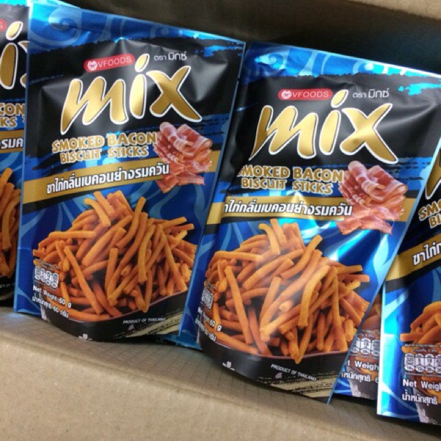 Combo 10 Snack Tăm Thái Mix Vfoods Vị Thịt Xông Khói 60gr