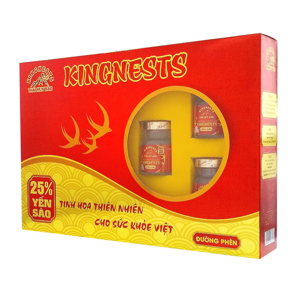 Hộp 6 Hũ Nước Yến Cao Cấp Đường Phèn 25% Kingnest