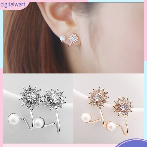 Đôi khuyên tai hình bông tuyết đính hạt ngọc trai sang trọng cho nữ