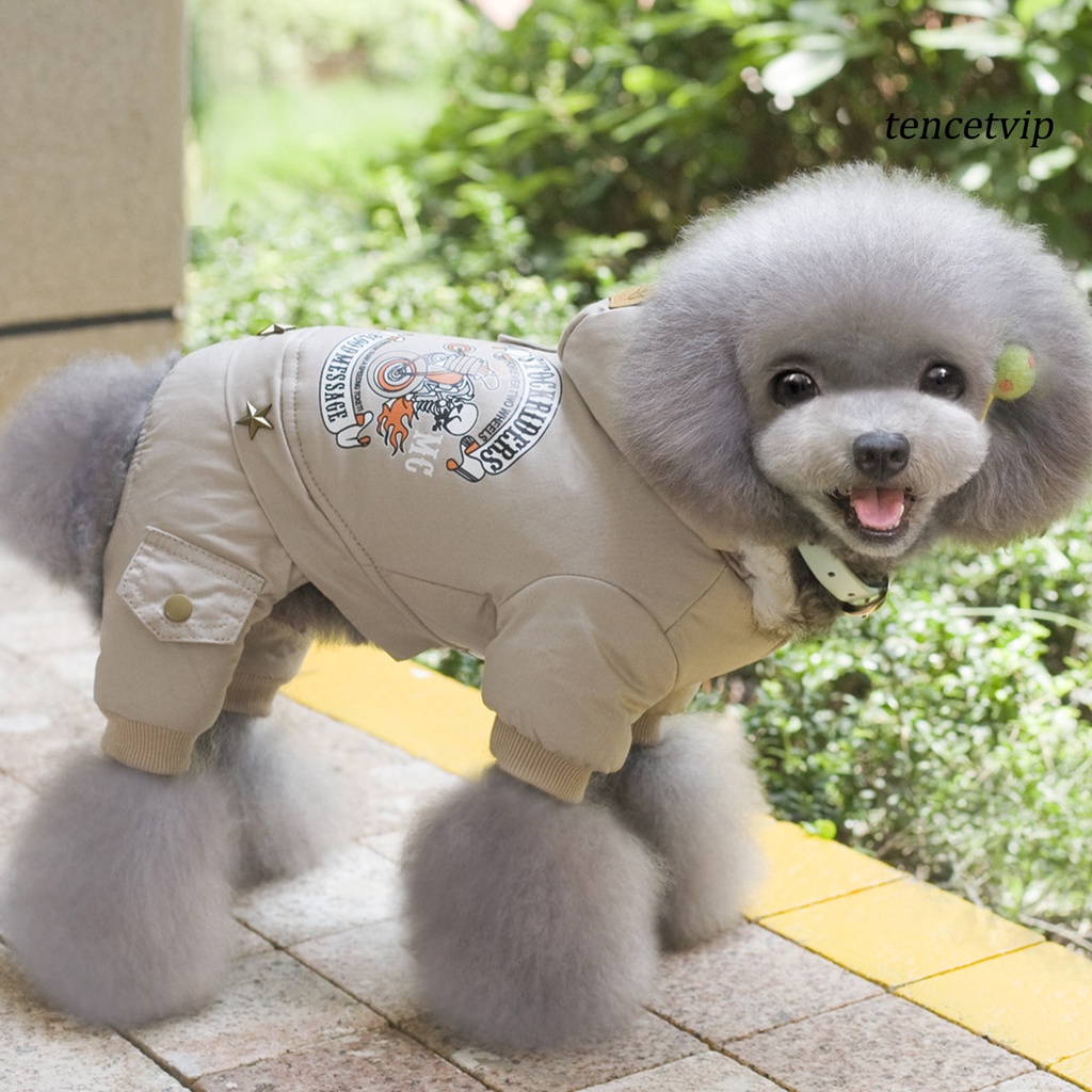 Áo khoác cotton dày in họa tiết hoạt hình thời trang mùa đông dành cho thú cưng