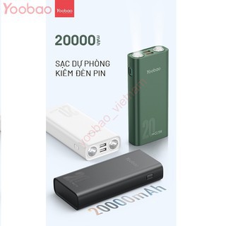 Sạc Dự Phòng Kiêm Đèn Pin Yoobao 20000mAh Cổng Type-C Sạc Nhanh 2 Chiều PD 20W - YOOBAO H2Q