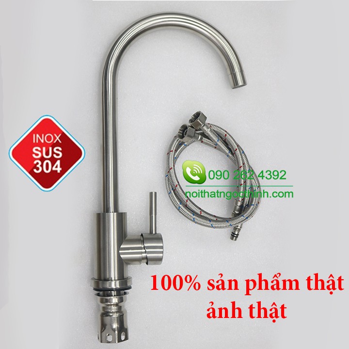 [ẢNH THẬT SP THẬT] Vòi rửa chén nóng lạnh ống lớn phi 24 inox 304 chống gỉ sét cao cấp TẶNG DÂY CẤP NÓNG LẠNH