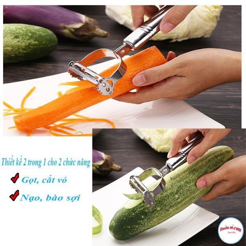 Nạo Củ Quả Inox 3 Chức Năng, Gọt Củ Quả Bào Sợi Tiện Lợi