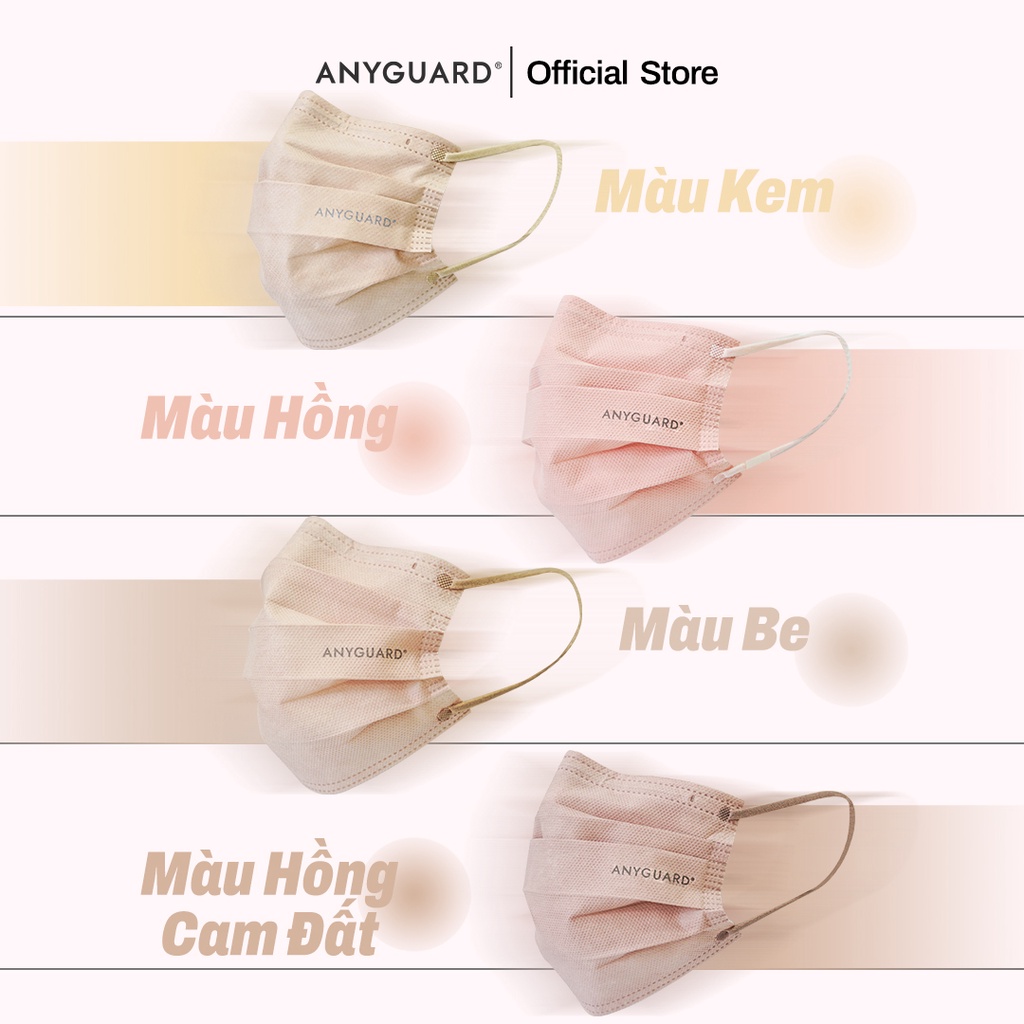 Khẩu Trang Hàn Quốc Sense Màu Pastel 3 Lớp Kháng Khuẩn Chính Hãng ANYGUARD An Toàn Cho Da Nhạy Cảm-Màu Pastel
