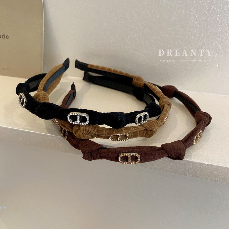 Băng Đô Vải Thắt Nút Họa Tiết Chữ Đính Kim Cương Phong Cách Pháp Thiết Kế Thời Trang