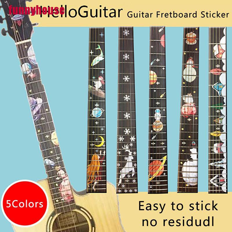 Miếng Dán Phím Đàn Guitar Bass Inlay DIY Hình Không Gian Vui Nhộn